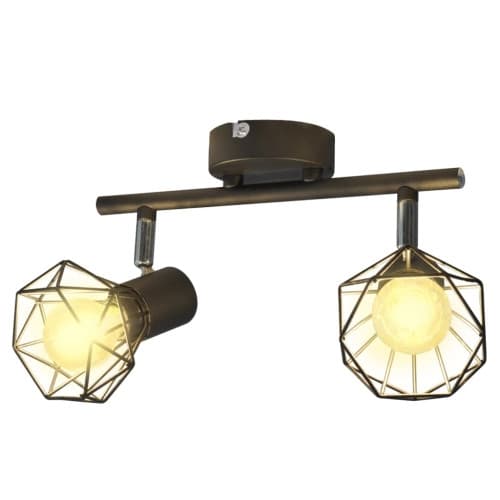 Taklampa industri-design spotlights med 2 LED-glödlampor svart Svart