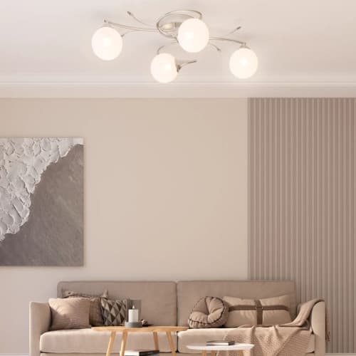 Taklampa med runda lampor för 4 G9 LED-lampor Strykjärn, Vit