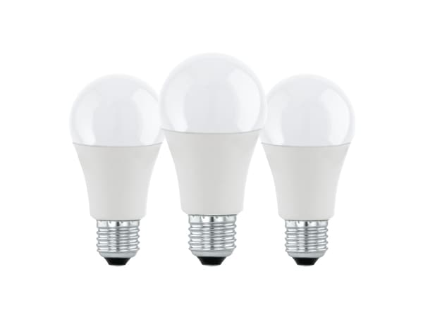 EGLO E27 LED A60 opal standardpære med varmt hvitt lys, 3-delers pakke