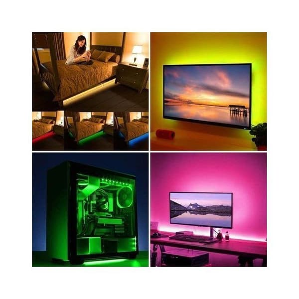 Solight SET 2x LED RGB Strip för TV med fjärrkontroll IP65 LED/USB 50cm Svart