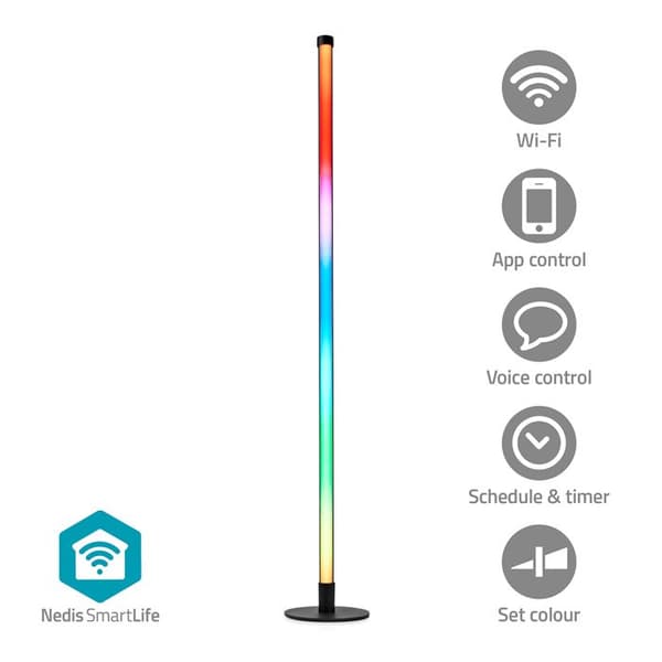 RGBIC 10W Smart Wifi Stämningslampa 180lm 2700-6500K Nedis Svart
