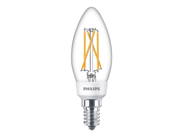Philips SceneSwitch - LED-glödlampa - form: päron - E14 - 5 W (motsvarande 40 W) - klass F - varmvitt/flammljus - 2200/2500/2700 K