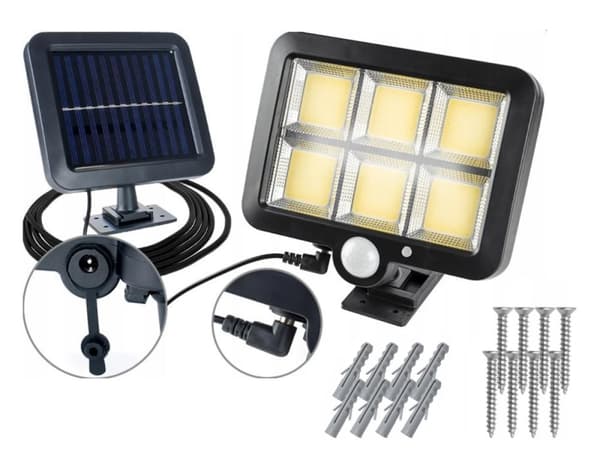 Aurinkoenergialla toimiva LED-halogeenilamppu PIR-liiketunnistimella