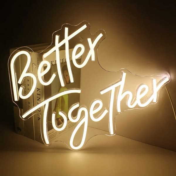 Håndlavet 'Better Together' LED Neonskilt - Romantisk vægdekoration til par | Dæmpbar USB-belysning