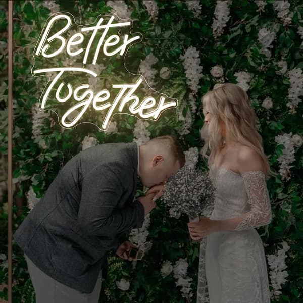 Håndlavet 'Better Together' LED Neonskilt - Romantisk vægdekoration til par | Dæmpbar USB-belysning
