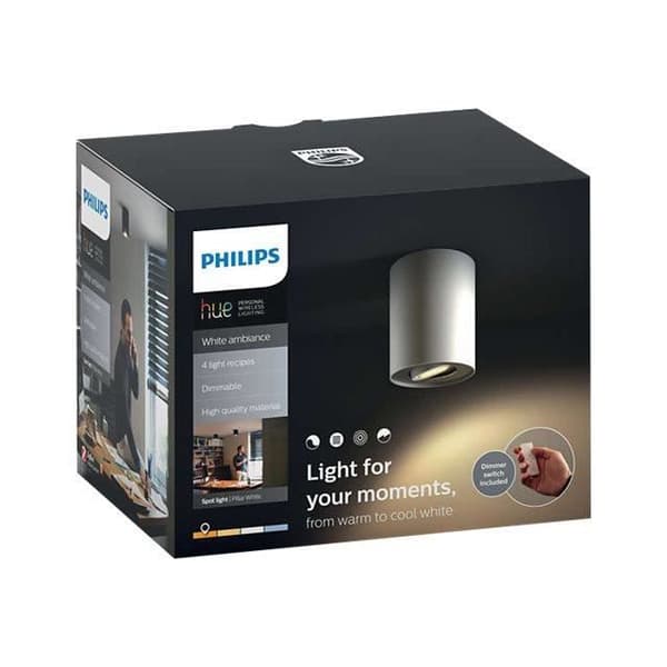 Philips Hue Pillar Taklampa LED-lampa GU10 5,5W (25W ekvivalent) Klass A Klarvitt ljus Vit