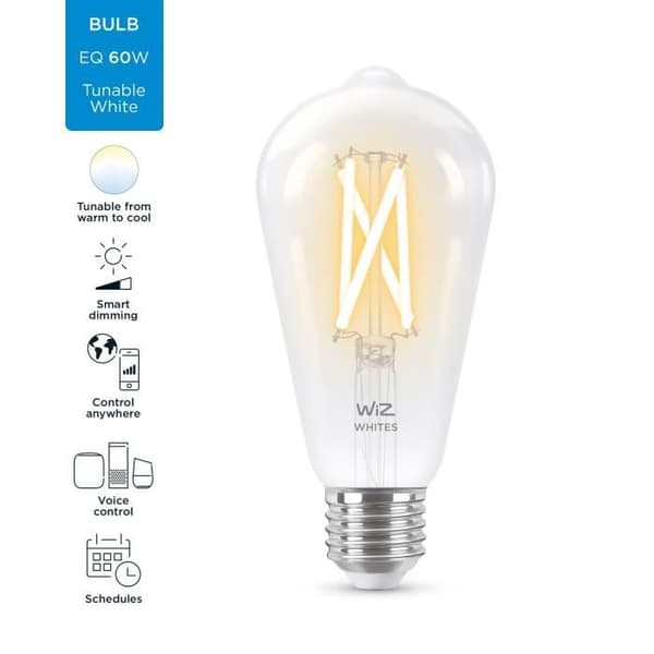 WiZ Vintage Edison smart lampa Variabel vit E27 60W