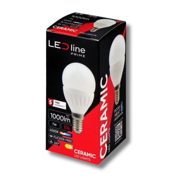 LED-pære PRIME E14 7W 4000K 1000lm 170-250V BALL G45