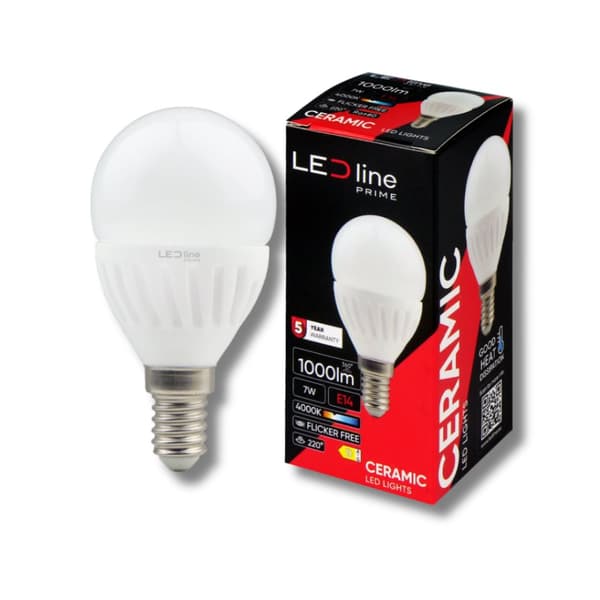LED-pære PRIME E14 7W 4000K 1000lm 170-250V BALL G45