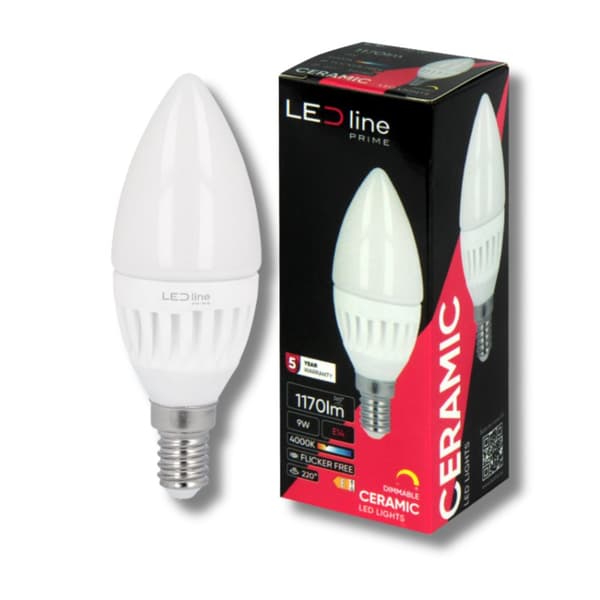LED-lamppu E14 9W 4000K NEUTRAALI 1170lm HIMMENNETTÄVÄ LED-KYNTTILÄ