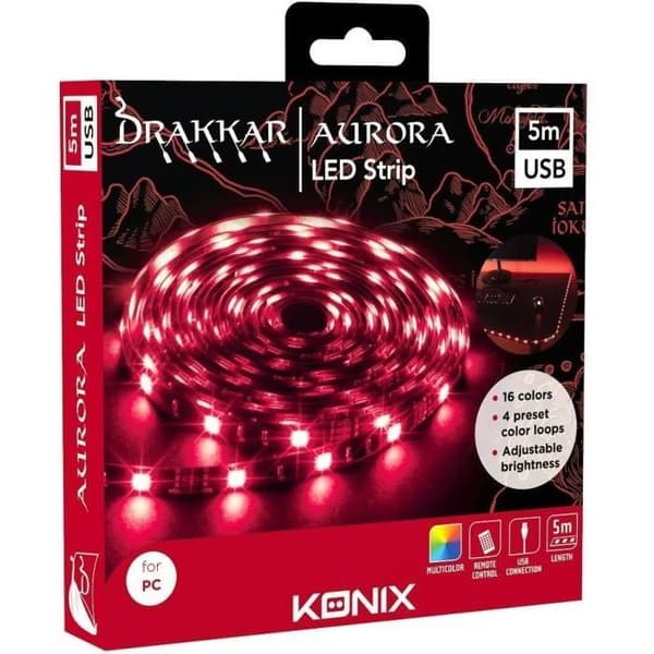 LED-remsa - Konix - DK Bank Aurora - USB för PC - 5m