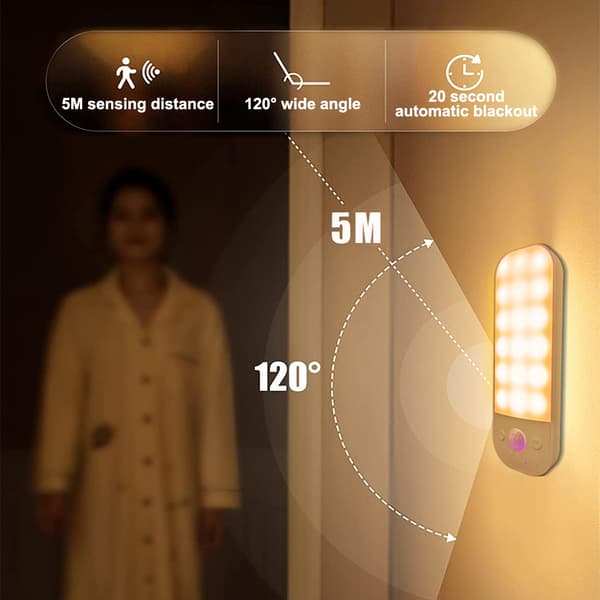 Oppladbar LED-vegglampe med magnetisk brakett