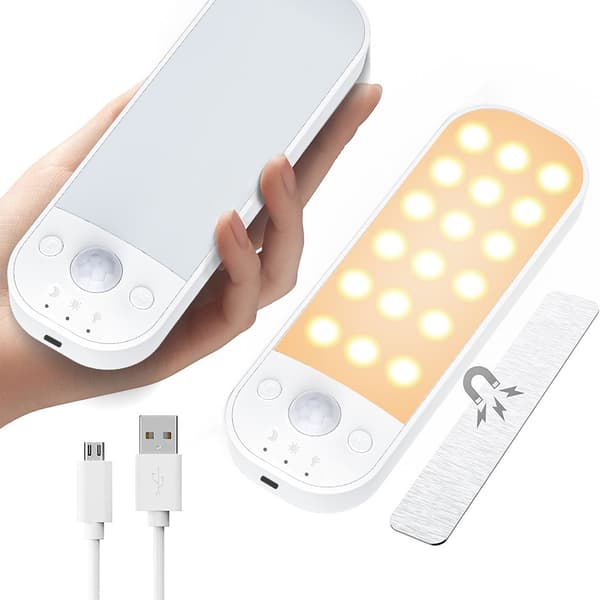 Oppladbar LED-vegglampe med magnetisk brakett