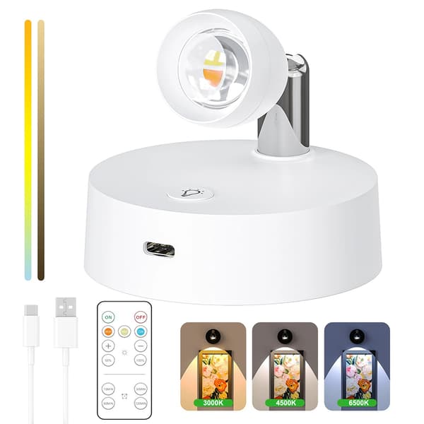 Ladattava LED-valonheitin kaukosäätimellä - valkoinen