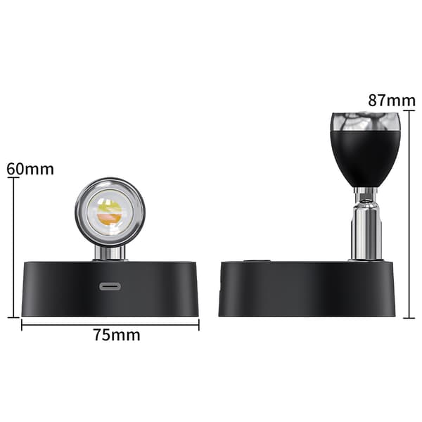Genopladelig LED-spotlight med fjernbetjening - Svart
