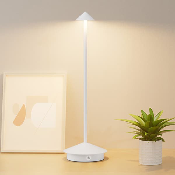 LED-bordlampe i aluminium med justerbar lysstyrke og USB-lading - Hvit