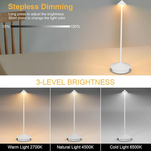 LED-bordlampe i aluminium med justerbar lysstyrke og USB-lading - Hvit