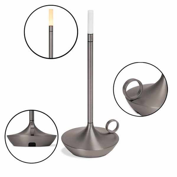 LED-bordlampe i aluminium med varmt hvidt lys og lysdæmper - Sølv