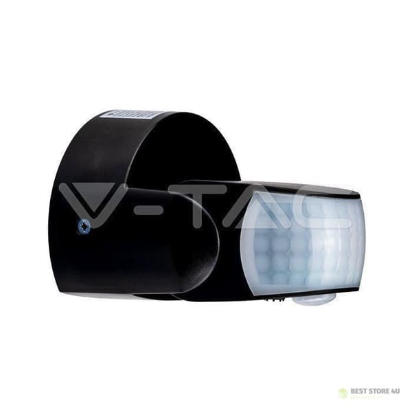 V-TAC Liiketunnistin Seinäkiinnike Musta 180°/360° IP65 VT-8093