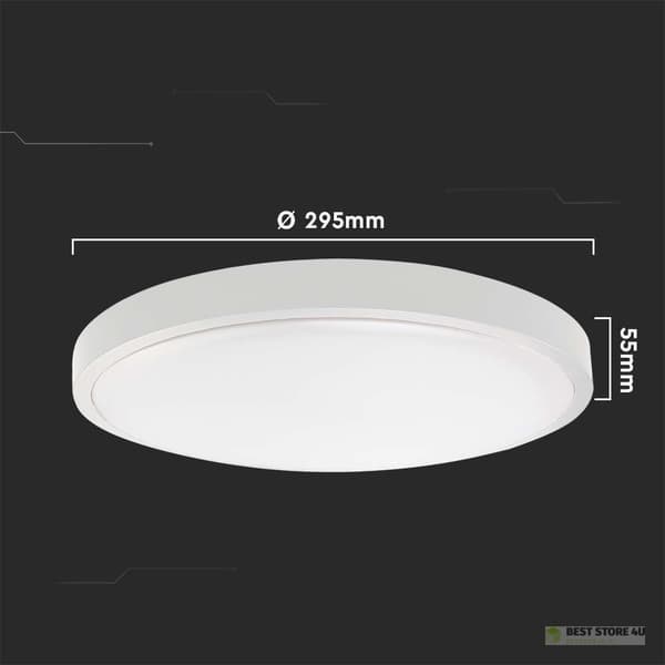 V-TAC 24W LED loftlampe rund IP44 30cm hvid VT-8624W-RD 4000K 2400lm
