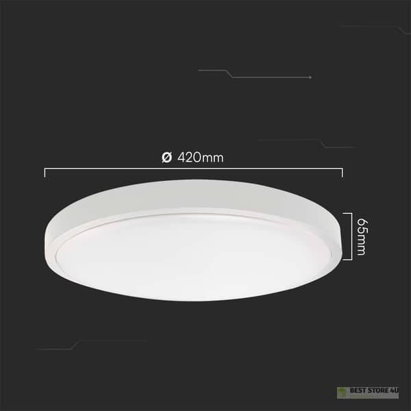 V-TAC 36W LED Loftlampe Rund 42cm Påbygningsmonteret Fjernbetjening Bevægelsessensor IP44 Hvid VT-8630S 4000K 3820lm