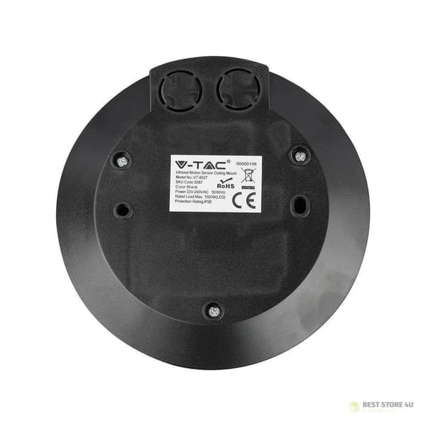 Bevægelsessensor 360st V-TAC Overflademonteret Loftslampe SLIM 25mm Sort VT-8027