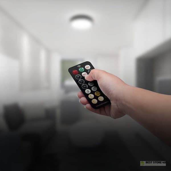 V-TAC 24W LED Loftlampe Rund 35cm Påbygningsmonteret Fjernbetjening Bevægelsessensor IP44 Sort VT-8624S 4000K 2500lm