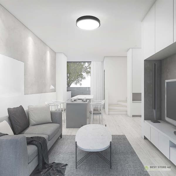 V-TAC 24W LED Loftlampe Rund 35cm Påbygningsmonteret Fjernbetjening Bevægelsessensor IP44 Sort VT-8624S 4000K 2500lm