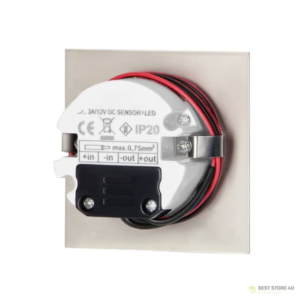 DRACO LED NEW 1,5W, infälld trappbelysning, 12VDC, 30lm, 3000K, satin, rörelse- och skymningssensor