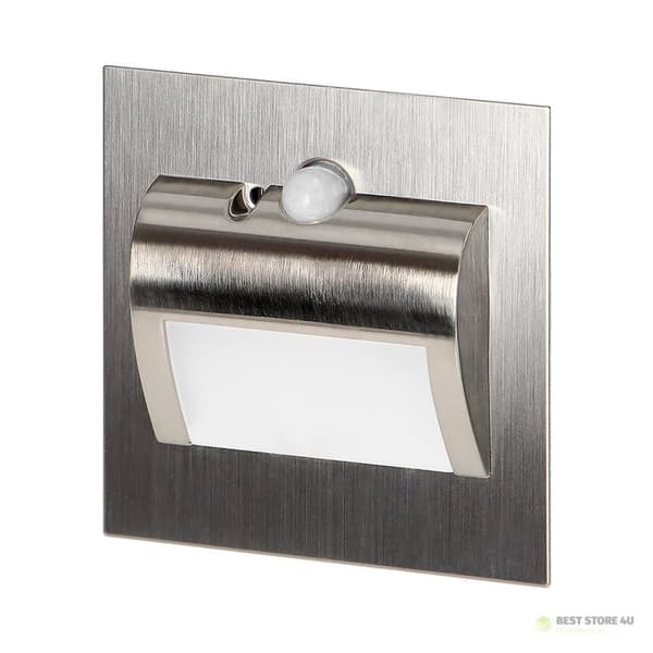 DRACO LED NEW 1,5W, infälld trappbelysning, 12VDC, 30lm, 3000K, satin, rörelse- och skymningssensor