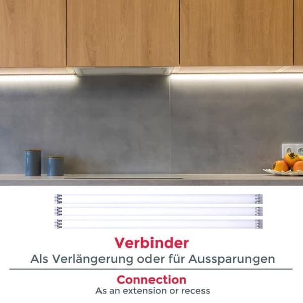 Set med 4 LED-strips på 50 cm (totalt 2 m) vit dekorativ belysning kök TV-skärmkontakter ingår