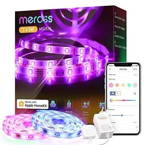 WiFi ansluten LED-remsa - MEROSS - RGB - 2x5m - Flerfärgad - Inomhus