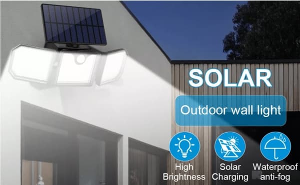 LED-lampa med 3 kraftfulla lampor (74 lysdioder) & rörelsesensor
