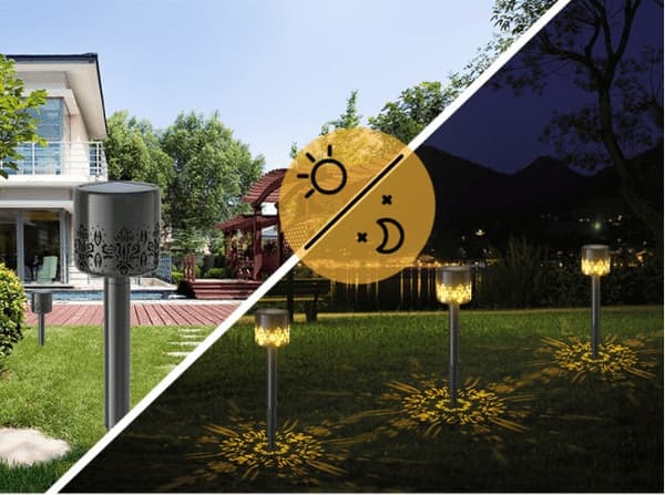 LED Solcellslampor utomhus på spjut - 2 st.