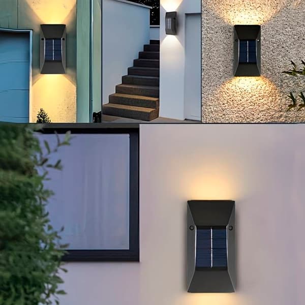 LED-solcellsvägglampa (up-downlight), 2 st. svart