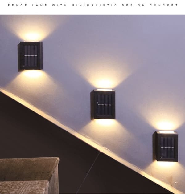 LED solcell Vägglampa (up-downlight), 2 stycken i rostfritt stål eller svart