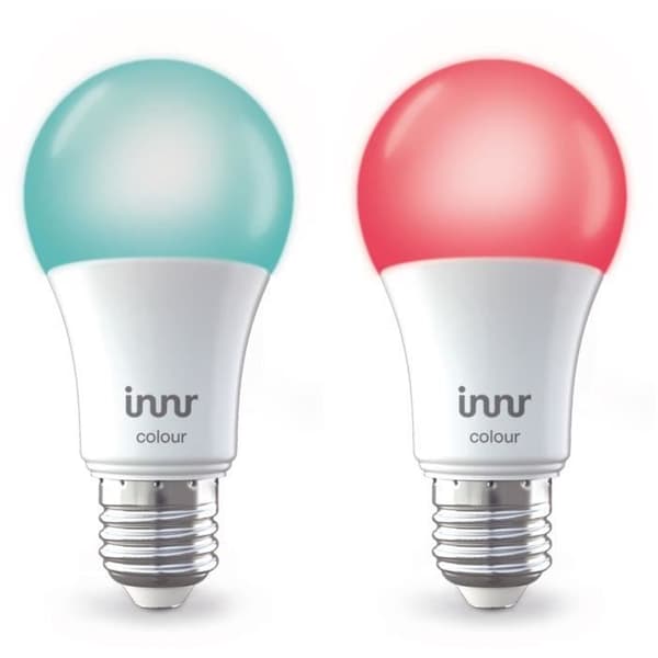 INNR E27 ansluten glödlampa - ZigBee 3.0 - Paket med 2 Multicolor + Vita justerbara glödlampor - 2200K till 6500K Justerbar intensitet.