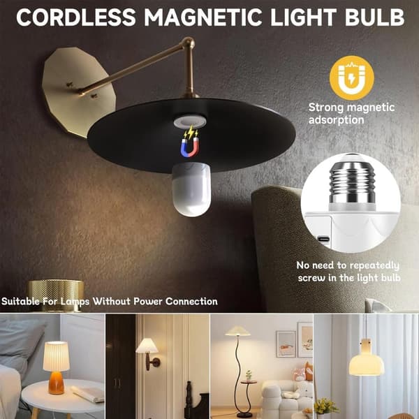 OBOSOE USB-opladet RGB LED-lys med fjernbetjening – E27 Smart pære, 12 farver + dæmpbar (800 lumen), 3-timers timer, genopladeligt natlys
