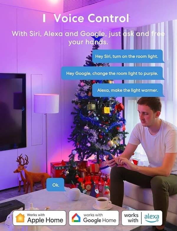 2 Pcs Smart WiFi LED-lampor E27 - Kompatibel med Apple HomeKit, Siri, Alexa, Google Assistant & SmartThings