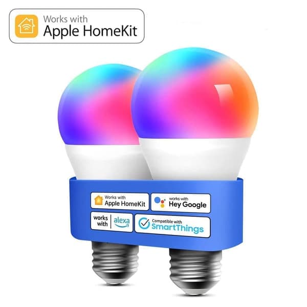 2 Pcs Smart WiFi LED-lampor E27 - Kompatibel med Apple HomeKit, Siri, Alexa, Google Assistant & SmartThings