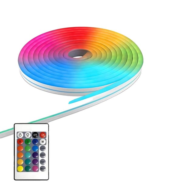 Neonlys, IR-fjernbetjening, Vandtæt (IP65), 180-graders lysvinkel,RGB, 5m