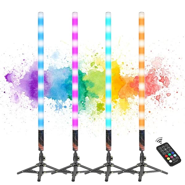 LED RGB Stemningslys, Justerbar Højde, Multifarvet Belysning, 4 stk stemningslys