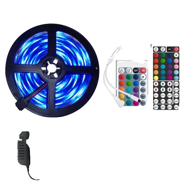 LED Strip Lys, Bluetooth Musik Kontrol, Fleksibelt Bånd Design, IR-controller, 15M fuldt sæt, 2835 vandtæt