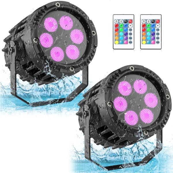 Vattentät LED Par-ljus, 20W RGB-belysning, Fjärrstyrd Scen Effekt,2ST, EU-kontakt