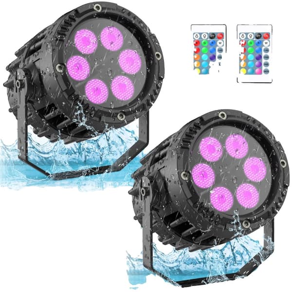 Vattentät LED Par-ljus, 20W RGB-belysning, Fjärrstyrd Scen Effekt,2ST, EU-kontakt
