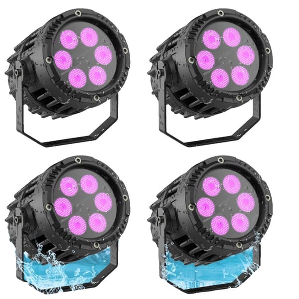 Vandtæt LED Par Lys, 20W RGB Belysning, Fjernstyret Sceneeffekt,EU Stik, 4 stykker