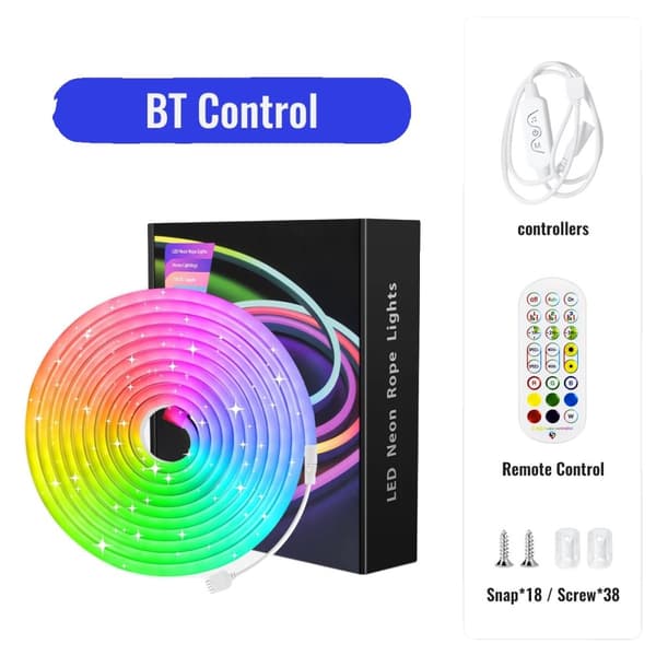 RGB Smart LED Strip Lights, Wi-Fi/Bluetooth kontrol, 108 LED'er/m, IP65 vandtæt,10m (2 ruller), Bluetooth