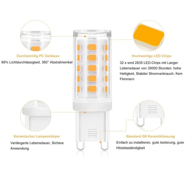 Bomclap 5-pack G9 LED-lampor 3W 3000K varmvit ersätter 28W-40W halogen, ej dimbar