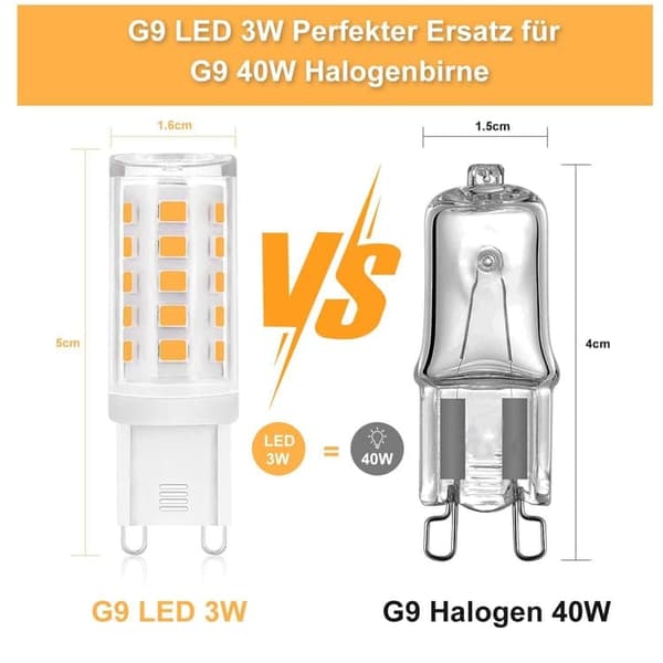 Bomclap 5-pack G9 LED-lampor 3W 3000K varmvit ersätter 28W-40W halogen, ej dimbar