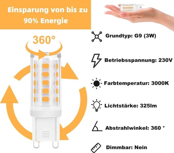 Bomclap 5-pack G9 LED-lampor 3W 3000K varmvit ersätter 28W-40W halogen, ej dimbar